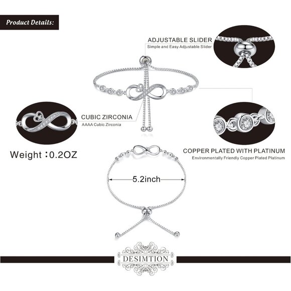 Infinity Love Heart Bracelets for Women - Elegant Gift for Mom, Girlfriend, Wife - Picture 5 of 7